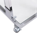Table d'appoint en forme de C chromée et dorée – Plateau en verre trempé, une personne
