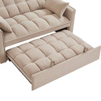 Canapé-lit convertible 4-en-1 en velours noir/taupe/bleu marine avec dossier inclinable et 2 poches latérales – 2 places