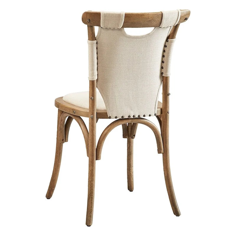 Chaise d'appoint en bois courbé avec toile encadrée en chêne/bouleau flotté et garniture cloutée – Simple