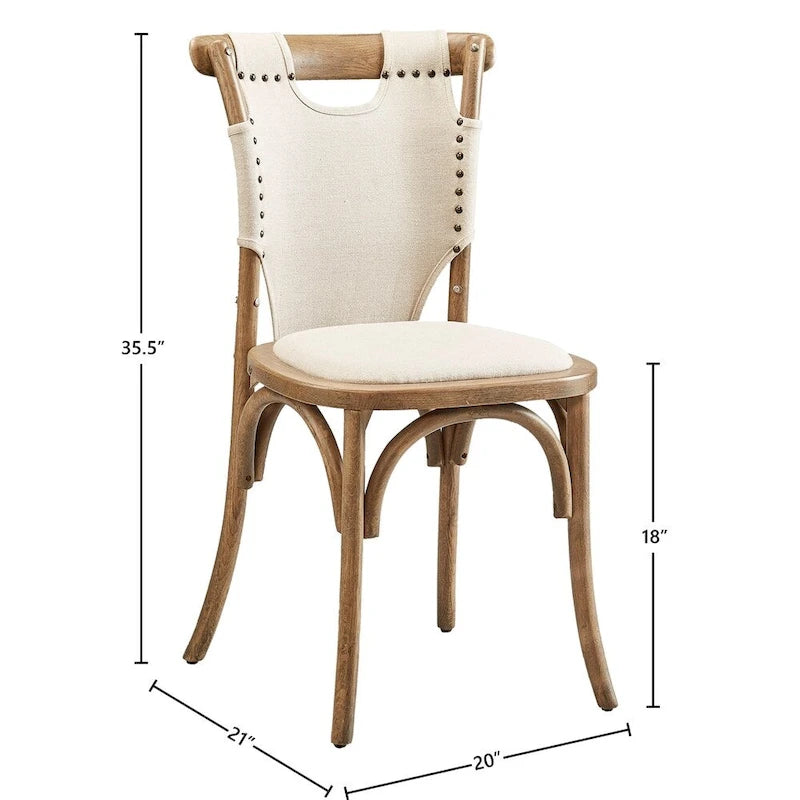 Chaise d'appoint en bois courbé avec toile encadrée en chêne/bouleau flotté et garniture cloutée – Simple