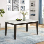 Table à manger rectangulaire en faux marbre blanc avec pieds en bois marron – 4 à 6 places