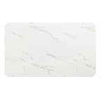 Table à manger rectangulaire en faux marbre blanc avec pieds en bois marron – 4 à 6 places