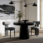 Table à manger ronde en béton noir avec pied central – 4 places