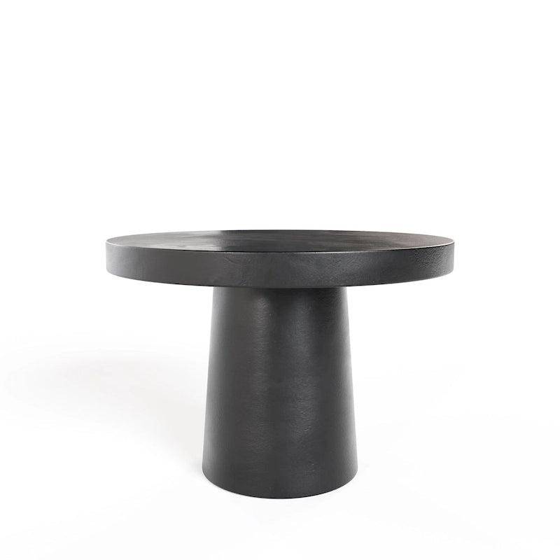 Table à manger ronde en béton noir avec pied central – 4 places