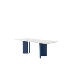 Table à manger rectangulaire en pierre frittée blanche avec double piédestal – 8 places