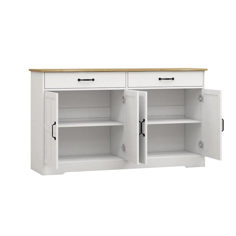 Buffet de ferme blanc avec 2 tiroirs et 4 portes – Simple