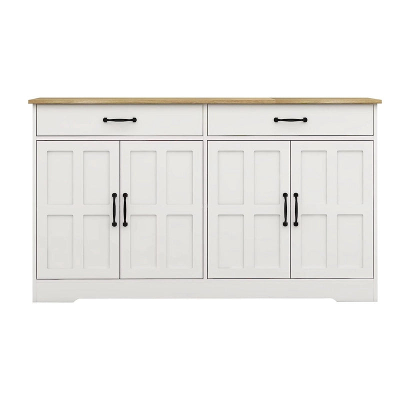 Buffet de ferme blanc avec 2 tiroirs et 4 portes – Simple