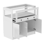 Vitrine blanche avec plateau en verre trempé et rangement verrouillable – Pour 1 personne
