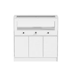 Vitrine blanche avec plateau en verre trempé et rangement verrouillable – Pour 1 personne