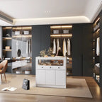 Vitrine blanche avec plateau en verre trempé et rangement verrouillable – Pour 1 personne
