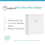 Meuble de rangement bas 2 portes en MDF peint blanc avec portes persiennes et étagères réglables – Simple