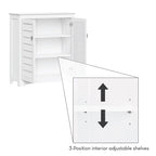 Meuble de rangement bas 2 portes en MDF peint blanc avec portes persiennes et étagères réglables – Simple