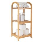 Tour de rangement à 3 niveaux en bambou naturel avec pieds réglables – Simple
