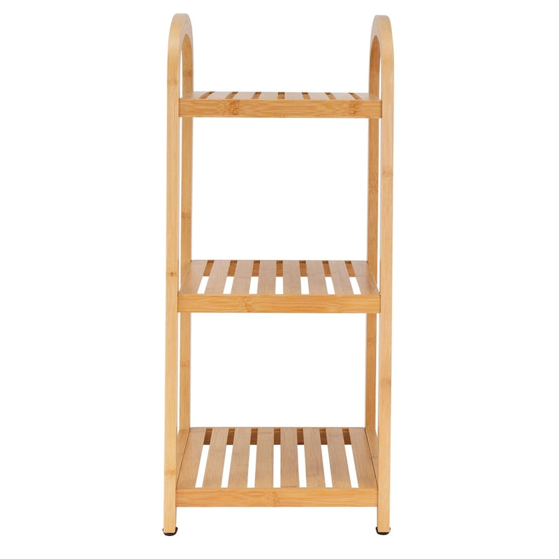 Tour de rangement à 3 niveaux en bambou naturel avec pieds réglables – Simple