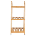 Tour de rangement à 3 niveaux en bambou naturel avec pieds réglables – Simple