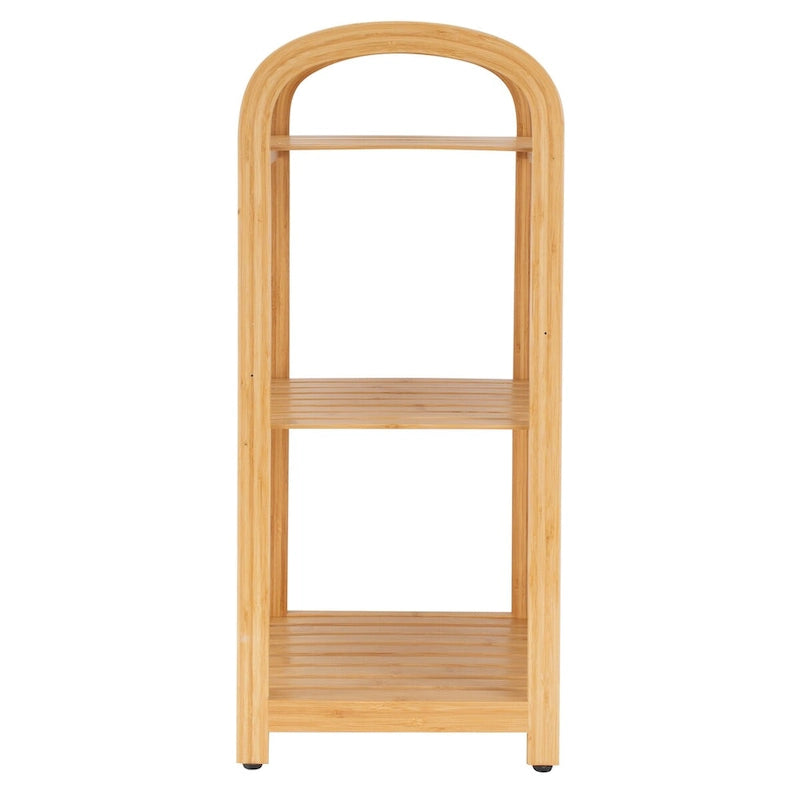 Tour de rangement à 3 niveaux en bambou naturel avec pieds réglables – Simple