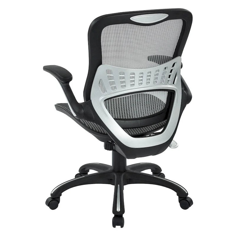 Fauteuil de bureau de direction en maille grise/noire avec support lombaire et réglage pneumatique de la hauteur – Unité