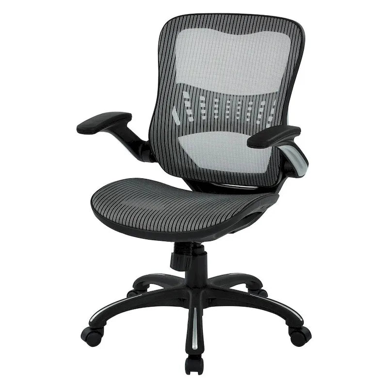 Fauteuil de bureau de direction en maille grise/noire avec support lombaire et réglage pneumatique de la hauteur – Unité