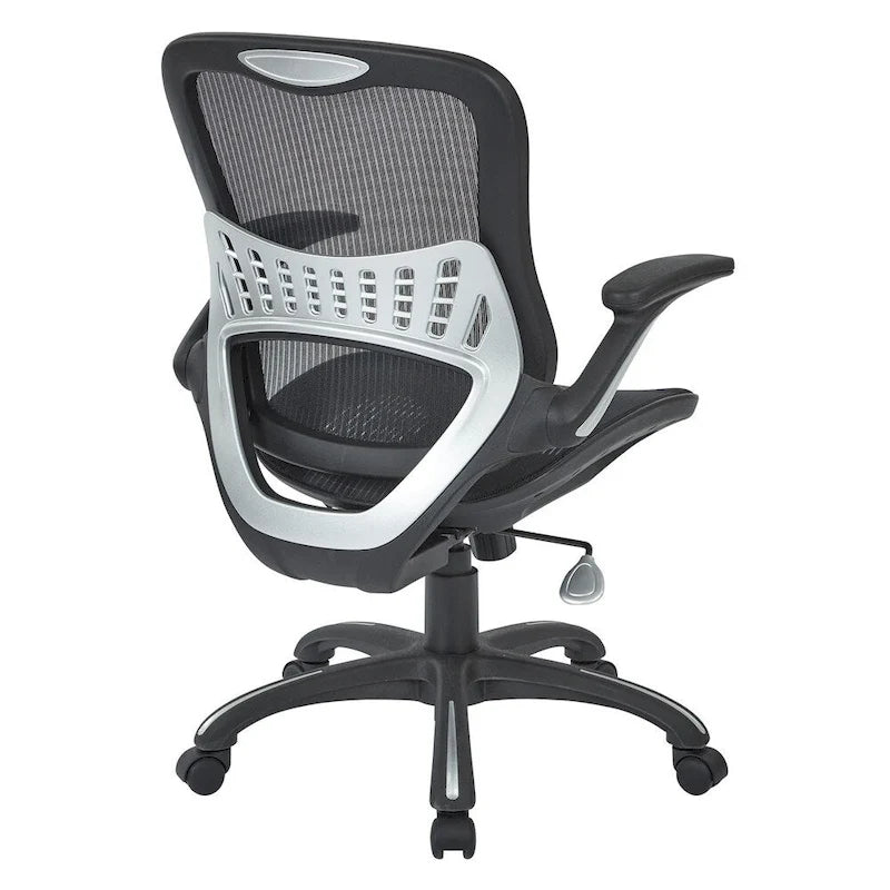 Fauteuil de bureau de direction en maille grise/noire avec support lombaire et réglage pneumatique de la hauteur – Unité