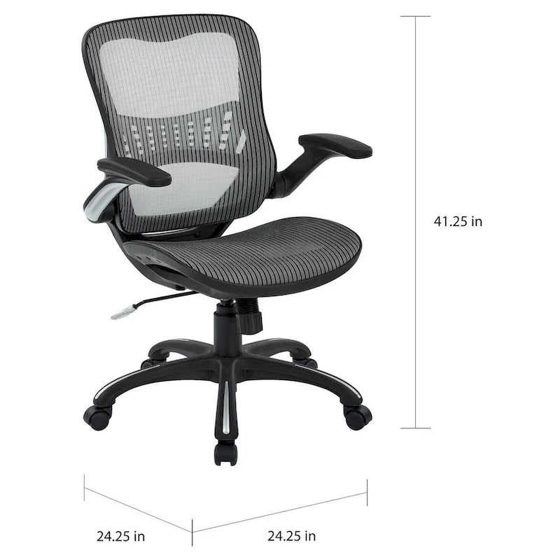 Fauteuil de bureau de direction en maille grise/noire avec support lombaire et réglage pneumatique de la hauteur – Unité