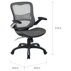 Fauteuil de bureau de direction en maille grise/noire avec support lombaire et réglage pneumatique de la hauteur – Unité