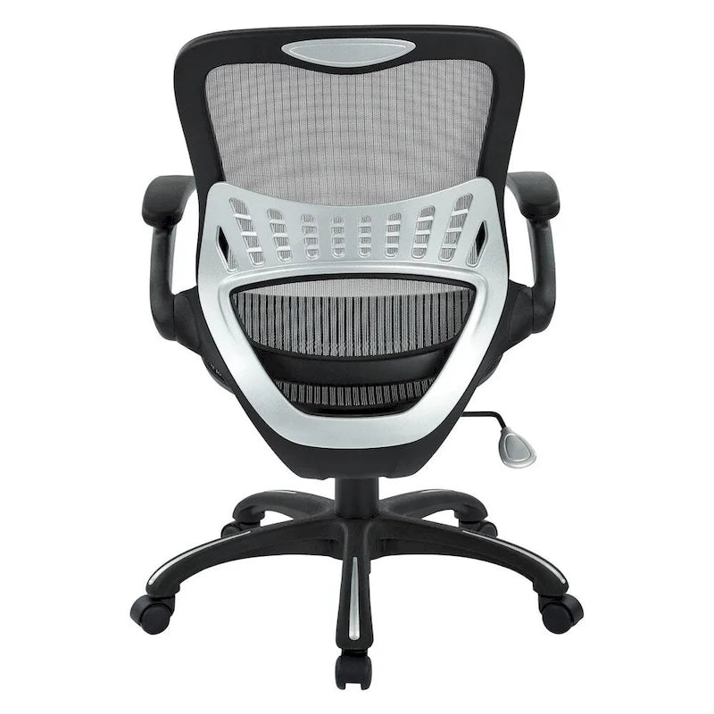 Fauteuil de bureau de direction en maille grise/noire avec support lombaire et réglage pneumatique de la hauteur – Unité