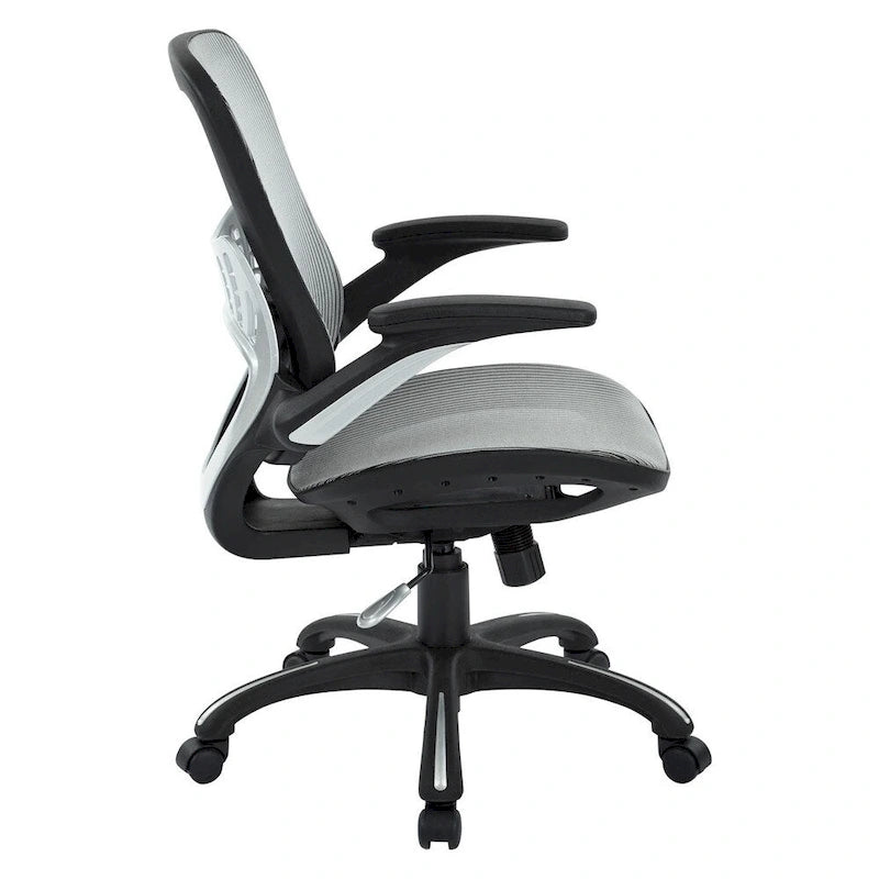 Fauteuil de bureau de direction en maille grise/noire avec support lombaire et réglage pneumatique de la hauteur – Unité