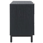 Commode à 6 tiroirs en cannage de rotin noir / blanc blanchi / noyer / chêne / noir vieilli avec poignées dorées – Simple