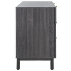 Commode à 6 tiroirs en cannage de rotin noir / blanc blanchi / noyer / chêne / noir vieilli avec poignées dorées – Simple
