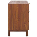 Commode à 6 tiroirs en cannage de rotin noir / blanc blanchi / noyer / chêne / noir vieilli avec poignées dorées – Simple