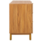 Commode à 6 tiroirs en cannage de rotin noir / blanc blanchi / noyer / chêne / noir vieilli avec poignées dorées – Simple